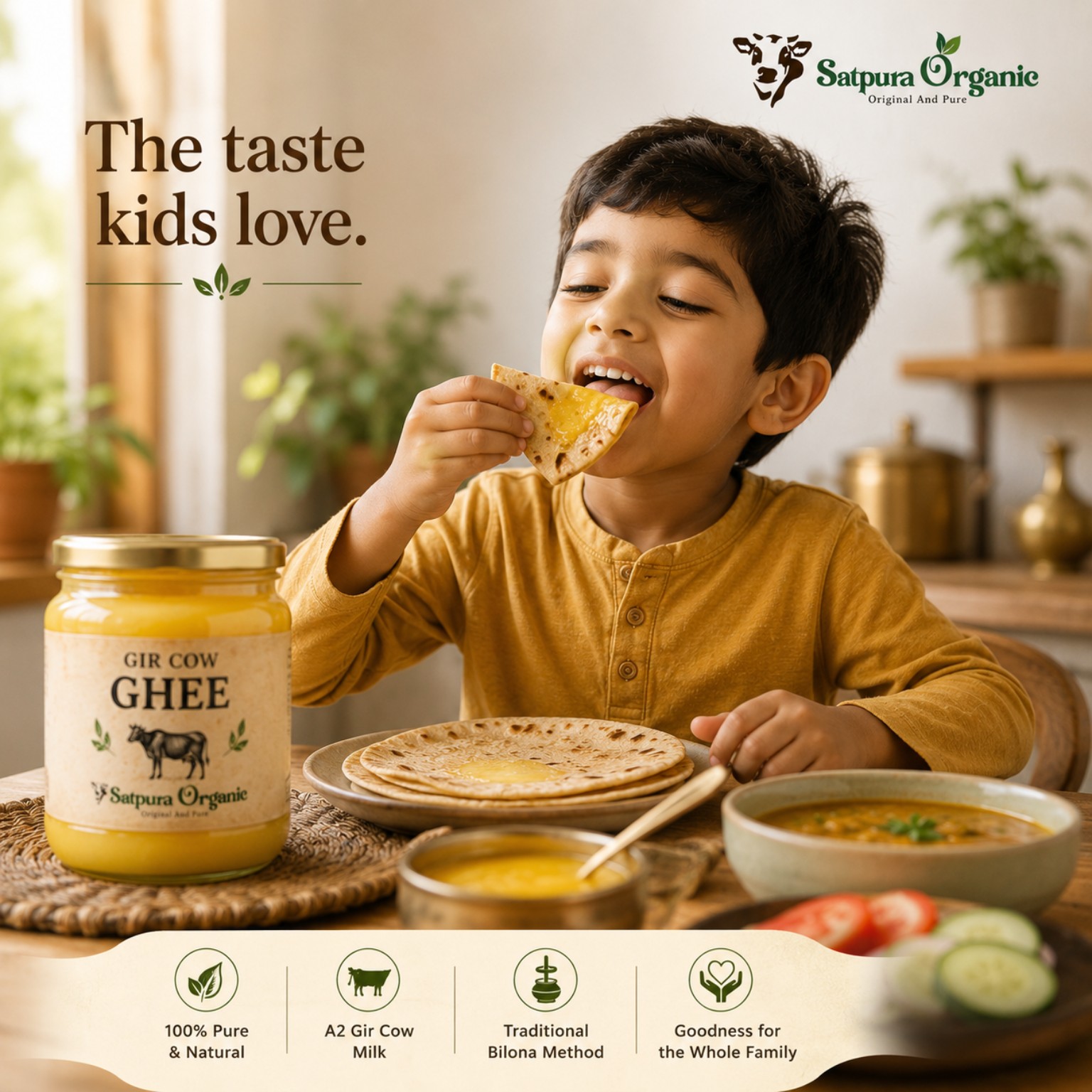 Satpura Organic A2 Ghee (500ml) | Pure Bilona Cow Ghee | Farm Fresh & Traditionally Crafted - Image 4